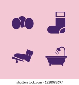 brown icon. brown vector icons set eggs, bathroom shower, sock and foot on the pedal