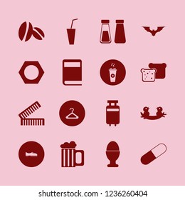 brown icon. brown vector icons set bread slices, hanger, nut and travelling luggage