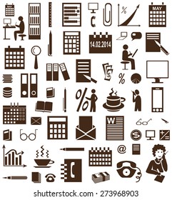 brown icons on white background accountant and secretary