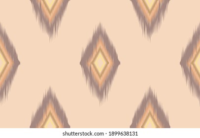 brown ikat seamless pattern Geometric ethnic oriental  traditional embroidery style.Design for background,carpet,mat,wallpaper,clothing,wrapping,Batik,fabric,Vector illustration.