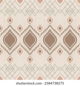Brown Ikat,Geometric navajo seamless , Paisley pattern, Vector element, Abstract Vector,Batik, fabric embroidery, Ethnic pattern,Ogee, Geometric ethnic, Seamless textile, native american