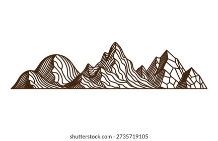 Brown illustration of mountainrange with vario us peaks and valleys