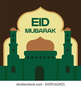 Brown Illustrative Happy Eid Mubarak For Social Media Post