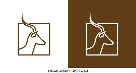 Brown Impala Head In Frame Minimal Animal Vector Logo