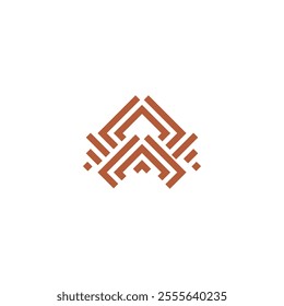 Brown indigenous Pattern Spider Insect in Edge Shaped Line Logo Design Vector