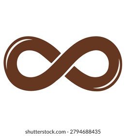 Brown infinity symbol with brush strokes on white background, representing eternity and limitless possibilities.