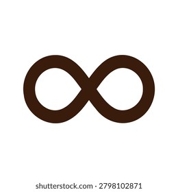 Brown infinity symbol on white background, representing eternity and limitless possibilities.