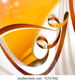 Brown  iridescent ribbon on abstract background