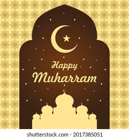 brown islamic new year greeting design for template