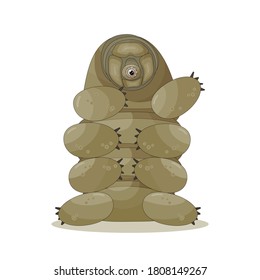 Brown isolated happy quirki cute cartoon vector tardigrade is sitting on white background