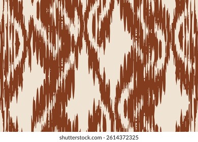 Brown ivory ikat zigzag weave, hand blurred pattern canvas ogee endless print textile stripe dynamic ornament abstract draw stripe colorful fashion ethnicity cloth beautiful ethnic grunge fabric