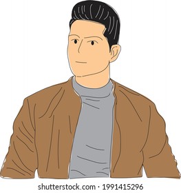 Brown Jacket Man Vector Illustration