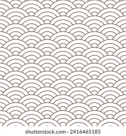 Brown Japanese wave pattern background. Japanese seamless pattern vector. Waves background illustration. for clothing, wrapping paper, backdrop, background, gift card.