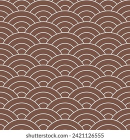 Brown Japanese wave pattern background. Japanese seamless pattern vector. Waves background illustration. for clothing, wrapping paper, backdrop, background, gift card.