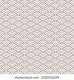 Brown Japanese wave pattern background. Japanese seamless pattern vector. Waves background illustration. for clothing, wrapping paper, backdrop, background, gift card.