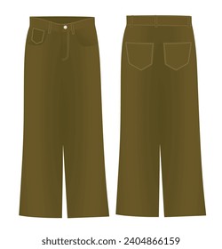 Brown jeans pants. vector illustration