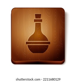 Brown Jewish wine bottle icon isolated on white background. Wooden square button. Vector