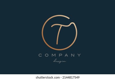 brown joined T alphabet letter logo icon design. Handwritten connected creative template for business and company