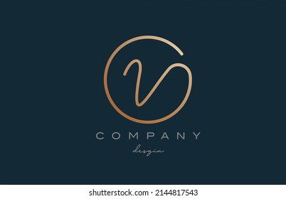 brown joined V alphabet letter logo icon design. Handwritten connected creative template for business and company