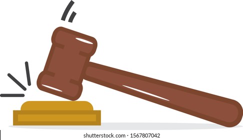 Brown judge hammer icon. Gavel vector isolated on white. Judgement hammer icon in flat style. Template for auction hammer, judge logo, gavel bid, court sign and law symbol. Modern judge hammer icon