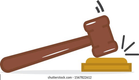 Brown judge hammer icon. Gavel vector isolated on white. Judgement hammer icon in flat style. Template for auction hammer, judge logo, gavel bid, court sign and law symbol. Modern judge hammer icon