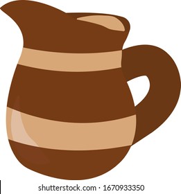 Brown jug, illustration, vector on white background.