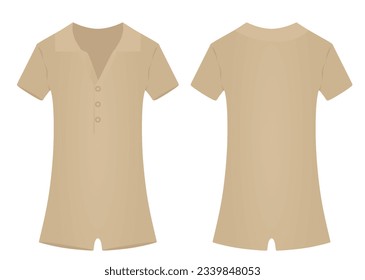 Brown jumpsuit short sleeve. vector illustration