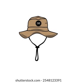 brown jungle hat mockup front view vector