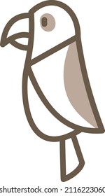 Brown jungle parrot, illustration, vector on a white background.