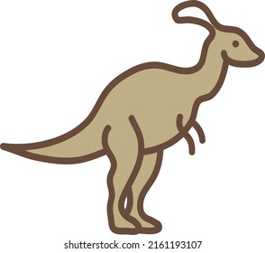 Brown kangaroo dinosaur, illustration, vector on a white background.