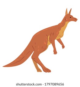 Brown Kangaroo, Wallaby Australian Animal Side View Cartoon Vector Illustration