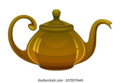 Brown kettle on a white background