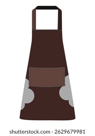 Avental de cozinha marrom com design de nuvem e bolso frontal isolado no fundo branco
