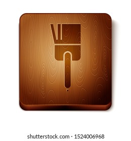 Brown Kitchen brush icon isolated on white background. Wooden square button. Vector Illustration