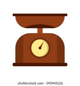 Brown kitchen scales icon in flat style isolated on white background vector illustration