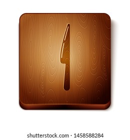 Brown Knife icon isolated on white background. Cutlery symbol. Wooden square button. Vector Illustration