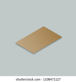 Brown kraft paper vector isometric business card mockup. Realistic clean hipster paper company brand corporate identity card isometric template with empty copy space for your design.