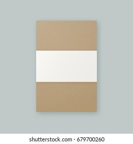 Brown kraft paper vector notebook mockup template with paperback cover and dust jacket wrapper with copyspace