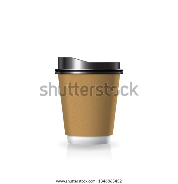 Download Brown Kraft Paperplastic Coffeetea Cup White Stock Vector Royalty Free 1346865452