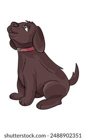 A brown Labrador Retriever puppy howls.