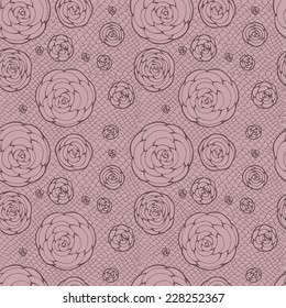 brown lace seamless floral pattern, vintage illusration