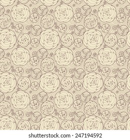 brown lace seamless floral pattern, vintage illusration