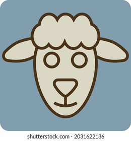 Brown lamb head, illustration, vector, on a white background.