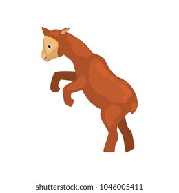 Brown lamb jumping, cute farm animal vector Illustration on a white background