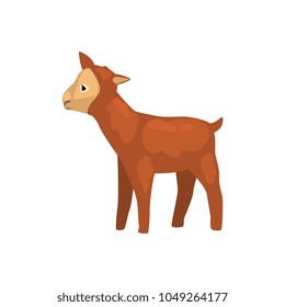Brown lamb side view, cute farm animal vector Illustration on a white background