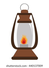 brown lantern with red flame over isolated background,vector illustration