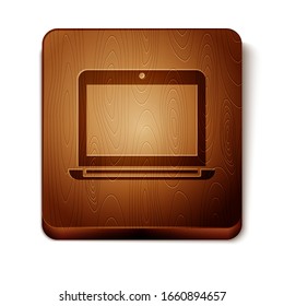 Brown Laptop icon isolated on white background. Computer notebook with empty screen sign. Wooden square button. Vector Illustration