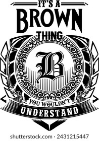 Brown last name desing for screen printing on t-shirts