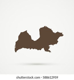 Brown Latvia (without Latgale) Map Illustration