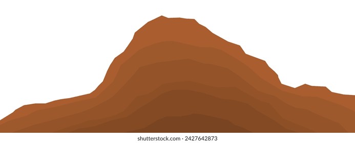 Brown layered mountain. Bedded hill. Sedimentary mountain.	
